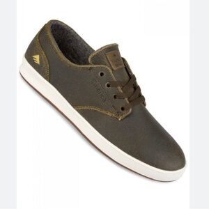 Emerica Olive Brown Low-Top Skate Sneaker with White Sole